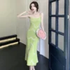 French Vintage Elegant Wave Stripe Dress - Image 2