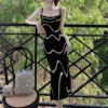 French Vintage Elegant Wave Stripe Dress