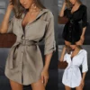 Vestido Elegant Shirt Mini Dress - Image 10