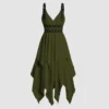 Gothic Solid Vintage Layered Dress - Image 4