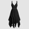 Gothic Solid Vintage Layered Dress - Image 2