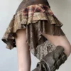 American Retro Asymmetrical Plaid Short Skirt - Image 3