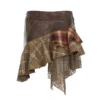 American Retro Asymmetrical Plaid Short Skirt - Image 6