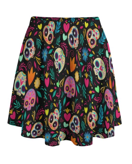 Gothic Colour Skulls Bazyrey Skirt With Pockets