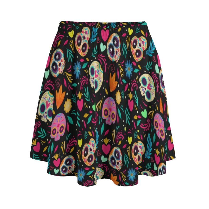 Gothic Colour Skulls Bazyrey Skirt With Pockets