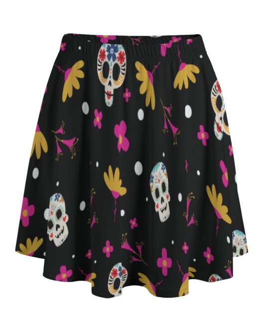 Gothic Skull Flower Bazyrey Skirts With Pocket