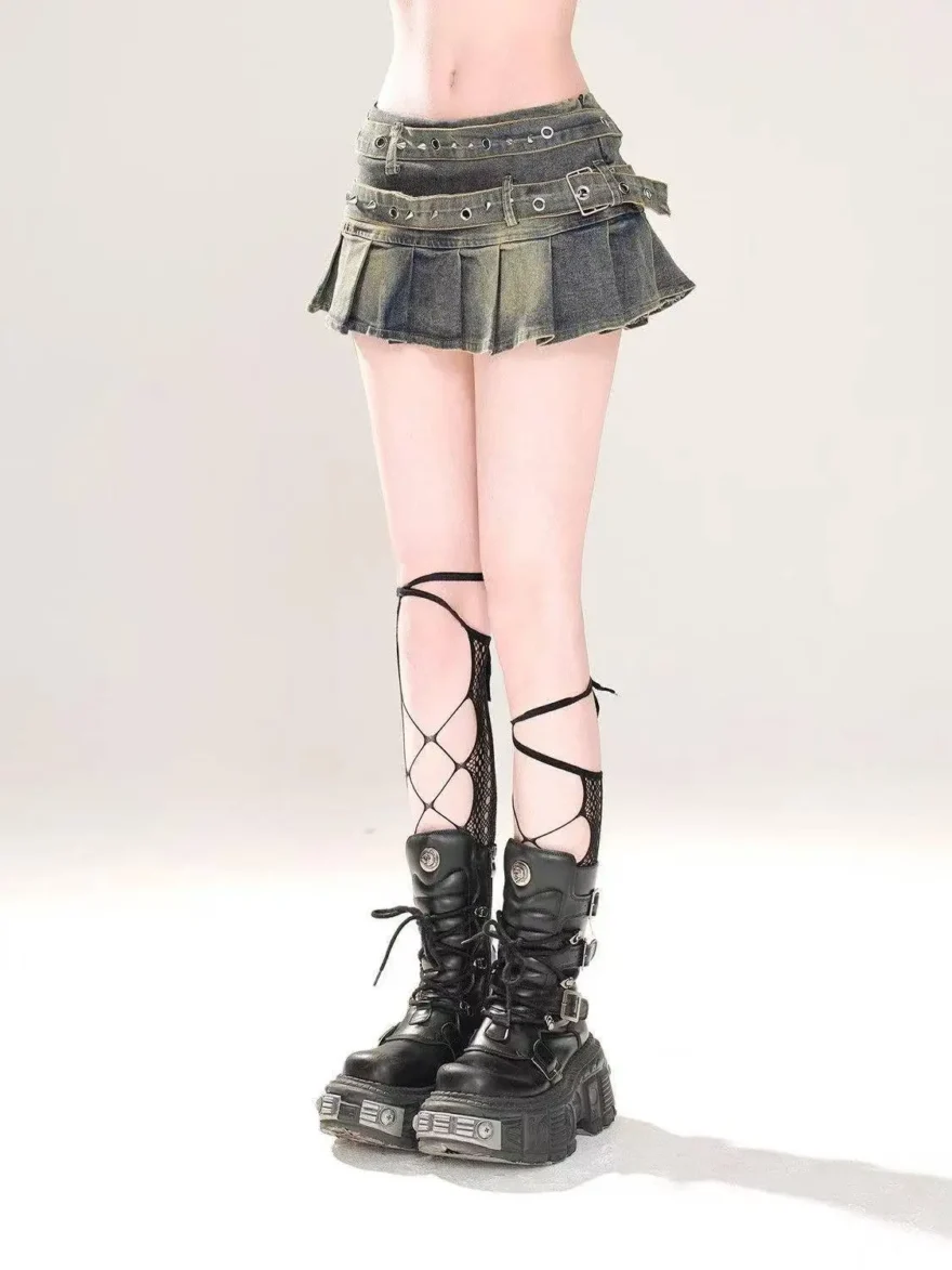 Gothic Mini Denim Elegant Skirt - Image 4