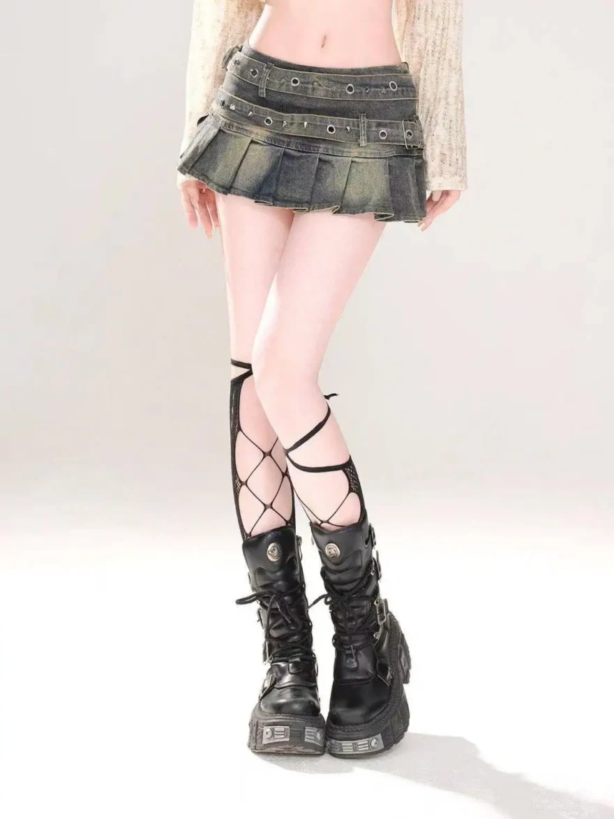 Gothic Mini Denim Elegant Skirt - Image 3