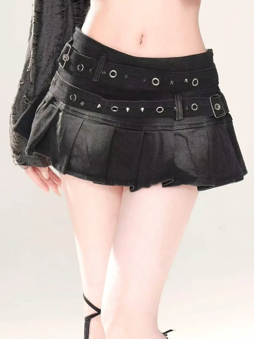 Gothic Mini Denim Elegant Skirt - Image 2