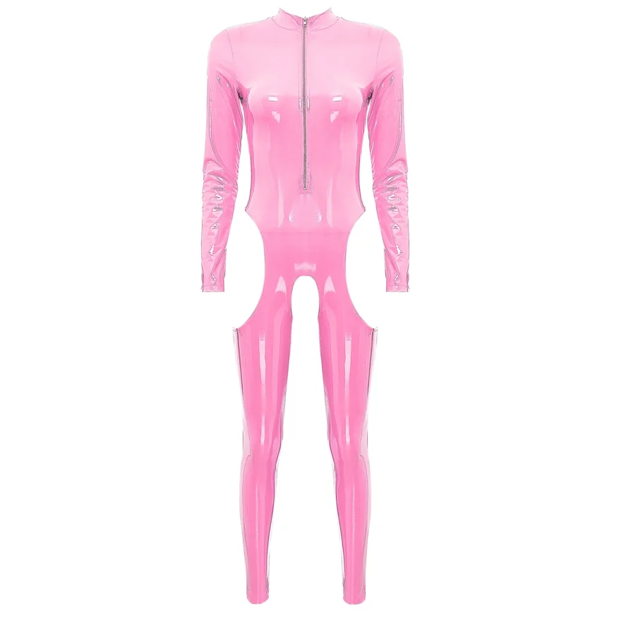 Gothic Zipper Stand Collar Lingerie Catsuit - Image 7