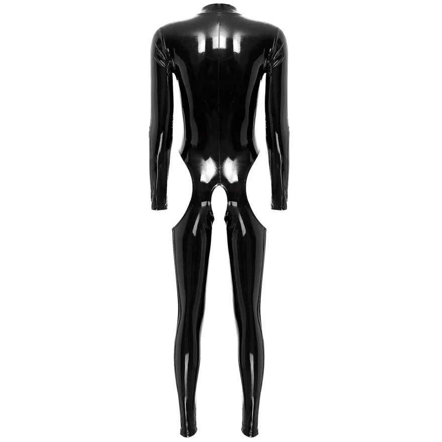 Gothic Zipper Stand Collar Lingerie Catsuit - Image 4