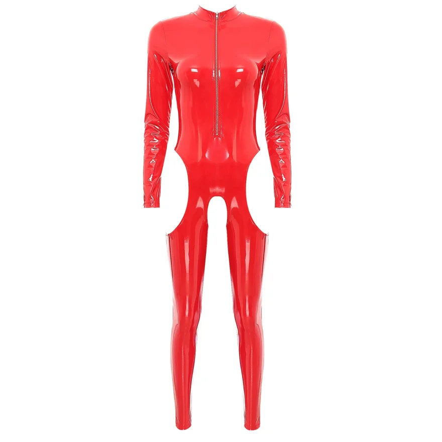 Gothic Zipper Stand Collar Lingerie Catsuit - Image 6