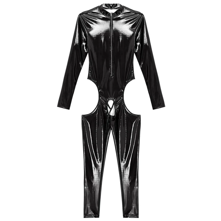 Gothic Zipper Stand Collar Lingerie Catsuit - Image 5