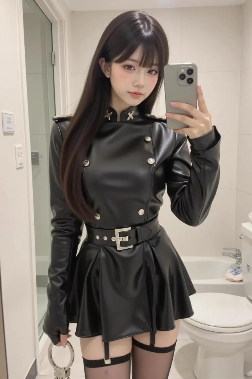 Gothic Retro Clubwear Sexy PU Leather Belted Dress - Image 5